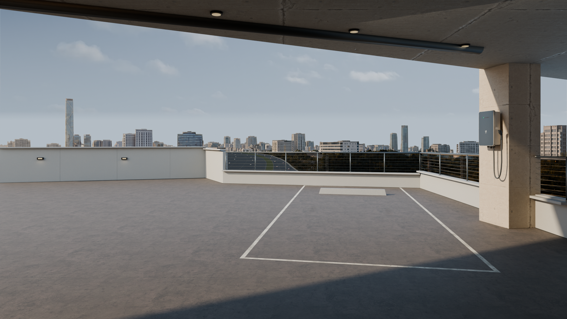 KARST AC wallbox mounted on a parking structure column